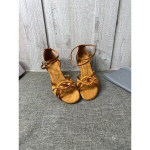 Womens Latin Dance Shoes Salsa Satin Brown Strappy Heels Size 39 US 8.5